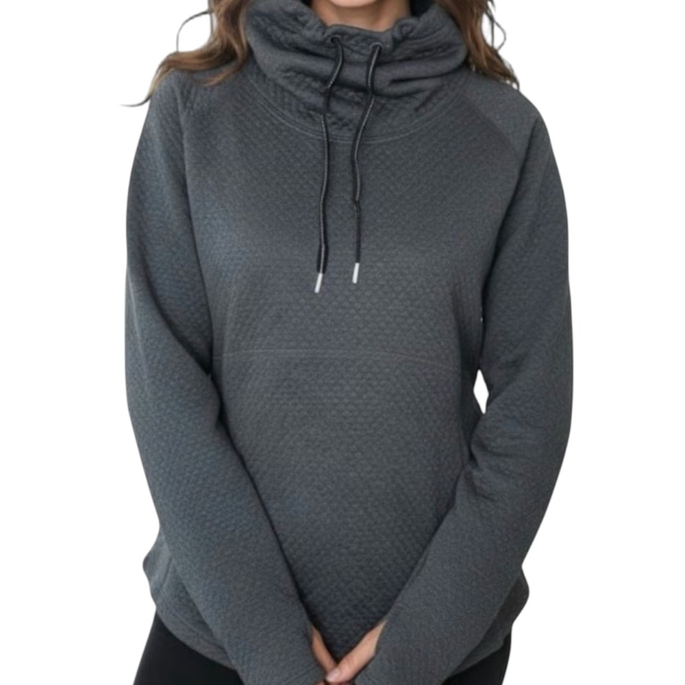 Marmot Annie Quilted Pullover Sweatshirt Womens XL Gray Cowl Neck Granolagirl